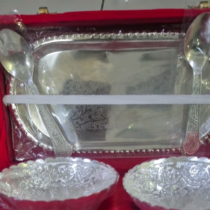 German Silver 2 Bowl And 2 Spoon And 1 Plate