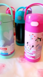 Thermos Funtainer 12 Ounce Disney Minnie Mouse Stainless Steel Vacuum Insulated Kids Straw Water Bottle