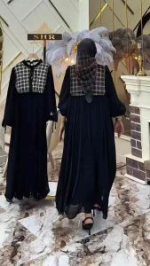 " SHR TERBARU" MIDI DRESS JUMBO BLACK EDITION GEMOY  CERUTY BORDIR FULL FURING BY.SHR