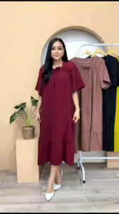 Homedress Daster Fuji Cringkel Airflow Premium Dress Wanita