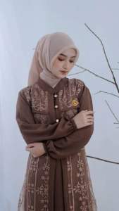 Dress Gamis Brokat Wanita Terbaru Tile Elagan Crinkle Airflow Premium