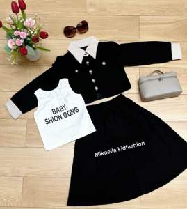 SETELAN ANAK CEWEK 3IN1 BAJU ANAK TANGGUNG BLACK LADY CANTIK FASHION STYLE IMPORT