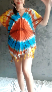 เสื้อมัดย้อมคอกระเหรี่ยงบิ๊กไซส์ ผ้าสปันเนื้อผ้าดีนิ่ม! งานกุ้นคออย่างดี!!  สีไม่ตก ใส่ได้ทั้งชายและหญิง