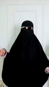 UKHIJAB - Dania series yoryu embos set khimar Jetblack Moreba