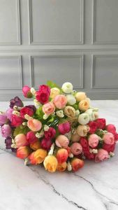 BUNGA ROSE PENTOL 1 TANGKAI BERCABANG 5 1 CABANG ISI 3 KEPALA TOTAL 15 KEPALA ARTIFICIAL FLOWER ARTIFISIAL FLOWER BUNGA PALSU PEMANIS BUKET BUNGA