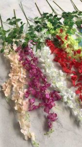 [1 LUSIN] BUNGA PALSU WISTERIA BUNGA DEKORASI PERNIKAHAN KAWINAN NIKAH WEDDING DECORATION MENJUNTAI RIMBUN BUNGA LAVENDER JATUH PANJANG KIWIR KIWIR