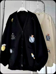 KARDIGAN BAHAN FLEECE WANITA - ASTRO PLANET OVERSIZE WANITA STYLE -OUTHER WANITA