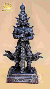 ท้าวเวสสุวรรณ แร่เหล็กน้ำพี้ ฐาน 5 นิ้ว สูง 12.5 นิ้ว