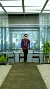 New GURDO burgundy kemeja batik pria lengan panjang/ atasan kemeja pria warna burgundy berlapis furing