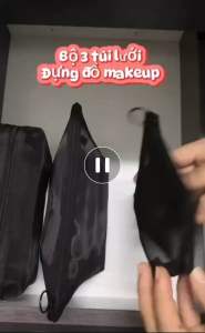 Bộ ba túi lưới đựng đồ trang điểm  túi lưới đựng mỹ phẩm tiện lợi