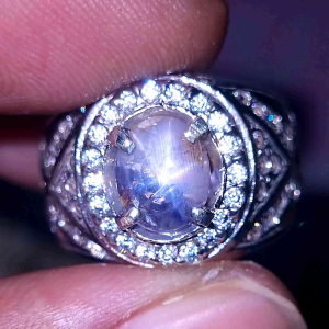 UNIQUE bi colour star sapphire ceylon safir srilanka royal blue & white