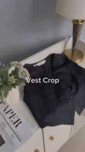 Vest 730 - Vest Atasan Wanita Crop - Rompi Sleeveless Top - V-neck Halter