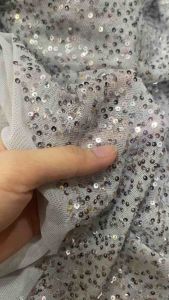 Vải Kim Sa lưới màu Xám nhạt(khổ1m6)dày vừa mềm rũ co dãn 4 chiều_may đầm váy dạ hộiáo dàiđầm bodyáo kiểucvsét thiết kế...thời trang