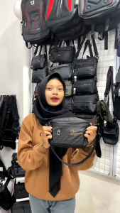 Tas Selempang Bahu Pria Waterproof PEGE Remy Sling Bag Pouch 2in1 Warna Hitam Casual - PG 9071