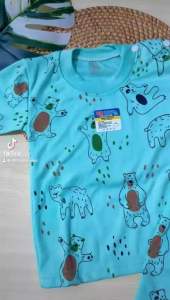 Setelan Baju Bayi 3-12 Bulan Kaos Oblong Lengan Pendek Motif Beruang Piyama Tidur Katun Parsel dmbaby