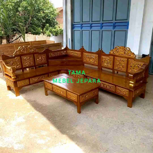Kursi Tamu Minimalis Sudut Kayu Jati Solid Mebel Jepara