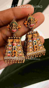 Haseenas Temple Gopuram Enamel Work Jhumka