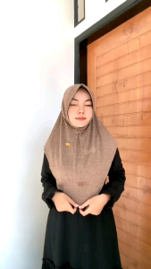 Jilbab Bergo Pet Polos Matt Jersey Dinar Twotone Misty Super Premium Free Pink