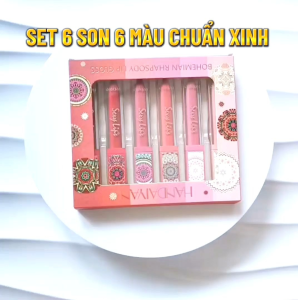 BỘ 6 CÂY SON KEM LÌ HANDAYAN MATTE 6 MÀU LÂU TRÔI KHÔNG DÍNH LY LÊN MÀU CHUẨN HÀNG XUẤT KHẨU TÂY ÂUGIÁ ĐẸP CHẤT ĐẸP