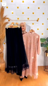 KHANAYA - Gamis Midi Dress Brukat Premium Wanita Terbaru 2023