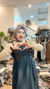 set overal jeans Ter baru