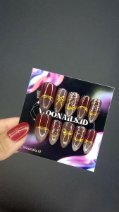 Press on Nails Engagement Maroon Free Toolkit Lengkap | Kuku Palsu Engagement Premium