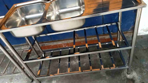 Premiur Solid Stainless Steel Kitchen Sink with Stand Rack 120cm x 50 cm