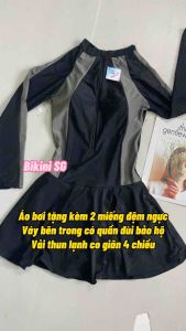 [Size M L XL 2XL] Đồ bơi nữ giả váy đi biển có quần đùi bảo hộ kèm có đệm ngực chống UV BIKINI SG