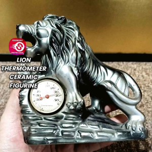 LION THERMOMETER CERAMIC FIGURINE • JAPAN SURPLUS • DECOR