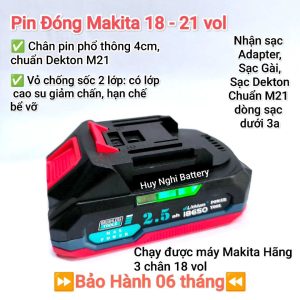 Q.12 Pin Đóng Makita 18v / 5 cell Dung Lượng 2000mah/ Xả 20a Có Led Báo Pin