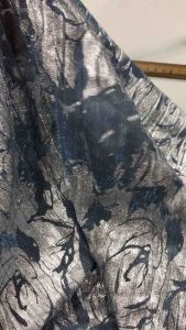 Vải voan lưới in hoa nổi màu xanh biển (khổ 1m4)co giãn may đầm váy áo dài áo kiểu thời trang