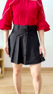 ●ECLAIRE● 032 Rok Celana Rokcel Skort Mini Lebar Katun wedges Korea Kasual Casual Mode Import (FREE BELT) 1190