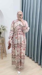 Gamis Lebaran Wanita Terbaru 2024 Motif Bunga Terbaru Bahan Rayon Diamond Tebal Adem Dan Halus