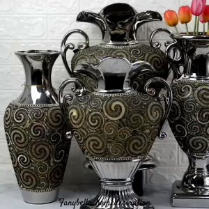 Tempat buah Serbaguna Keramik Guci Porselen Silver perak Retro Antik Merah Gold Mewah Import Dekorasi Rumah