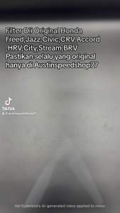 Filter Oli / Oli Filter Honda Jazz/Freed/Mobilio/Civic/CRV/BRV/Odyssey/Stream/CRZ All Type 15400-RK9