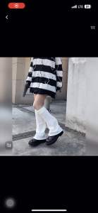 FeelMe KK-079 kaos kaki leg warmer y2k PREMIUM HIGH QUALITY harajuku cosplay lolita gotik lutut Putih dan Hitam