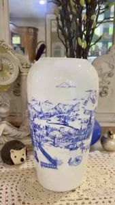Bình Gốm Cổ Trung Quốc Màu Xanh Và Trắng Để Bàn Bình Hoa Trang Trí Phòng Ăn-Antique Chinese Blue and White Ceramic Vase Tabletop Flower Vase for Dining Room Decoration