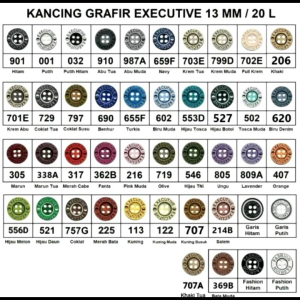 Kancing Baju 50pcs: Grafir, Hem Fashion & Executive Ukuran 13cm