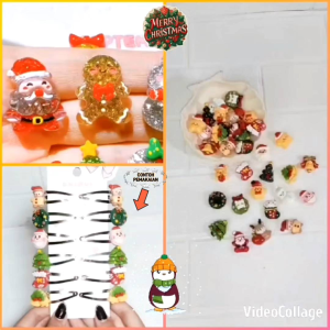 (5PCS) RESIN CLAY NATAL GLITTER BENING TERBARU / CLAY RESIN MOTIF SANTA CLAUS / CLAY NATAL TEMPEL HAMPERS HANDCRAFT / TOPPER KUE XMAS / NEW RESIN CUTE MERRY CHRISTMAS / CSN9625