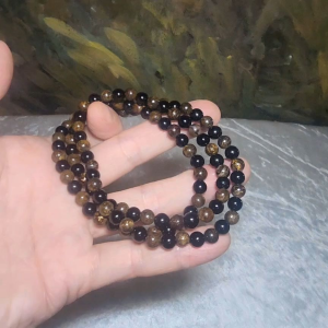 Gegegems Creation 6mm Black Tourmaline Bronzite 8mm Smoky Quartz 108 mala necklace 精品黑碧玺古铜辉配茶水晶六字真言108念珠项链