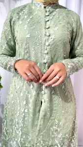 Set Kebaya Tunik Busui Kancing Depan Kebaya Kondangan Wanita Set Kebaya Modern Tunik Tille Rok Plisket Kebaya Tunik Brokat Tille Kebaya Tunik