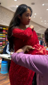 LAUNCHING NEW SUPERHIT DESIGN ON FAUX GEORGETTE FABRIC WITH HEAVY EMBROIDERY & FANCY LACE WORK SAREE WITH STITCH BLOUSE (Pre-Order: 2/3 Weeks Delivery) MW-ITG290925