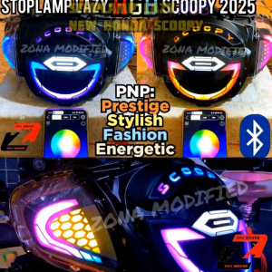 STOPLAMP LAZY RGB NEW HONDA SCOOPY PRESTIGE STYLISH FASHION ENERGETIC SMARTKEY 2025 2026 LAMPU LED MOTOR 210 MODE WIRELESS BLUETOOTH APK