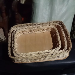keranjang rotan kotak pingul 1 set isi 3 pcs kotak hantaran oamaran seserahan