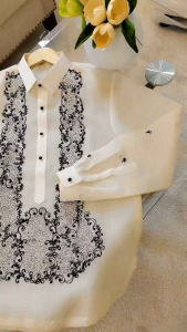 MODERN BARONG TAGALOG HIGH QUALITY PINYA COCOON FOR MEN EMBOSS EMBROIDERY