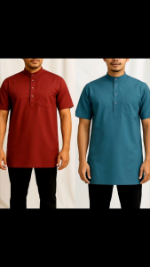 KURTA SLIM FIT LENGAN PENDEK EKSKLUSIF jahitan rapi & kemas