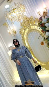NEW SHR MAXI DRESS DINDA KOTAK KATUN BORDIR 100%SHR