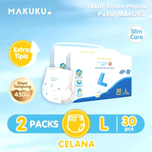 2 PACK MAKUKU SAP Diapers Slim Care Pants L Popok Bayi Tipis