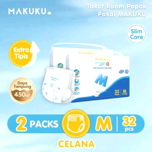2 PACK MAKUKU SAP Diapers Slim Care Pants M Popok Bayi Tipis