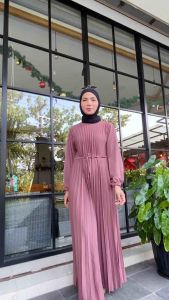 Gamis plisket wanita dewasa terbaru